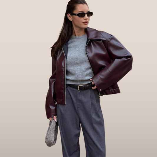 VARESSA | Boxy Leather Jacket – Timeless Statement Outerwear