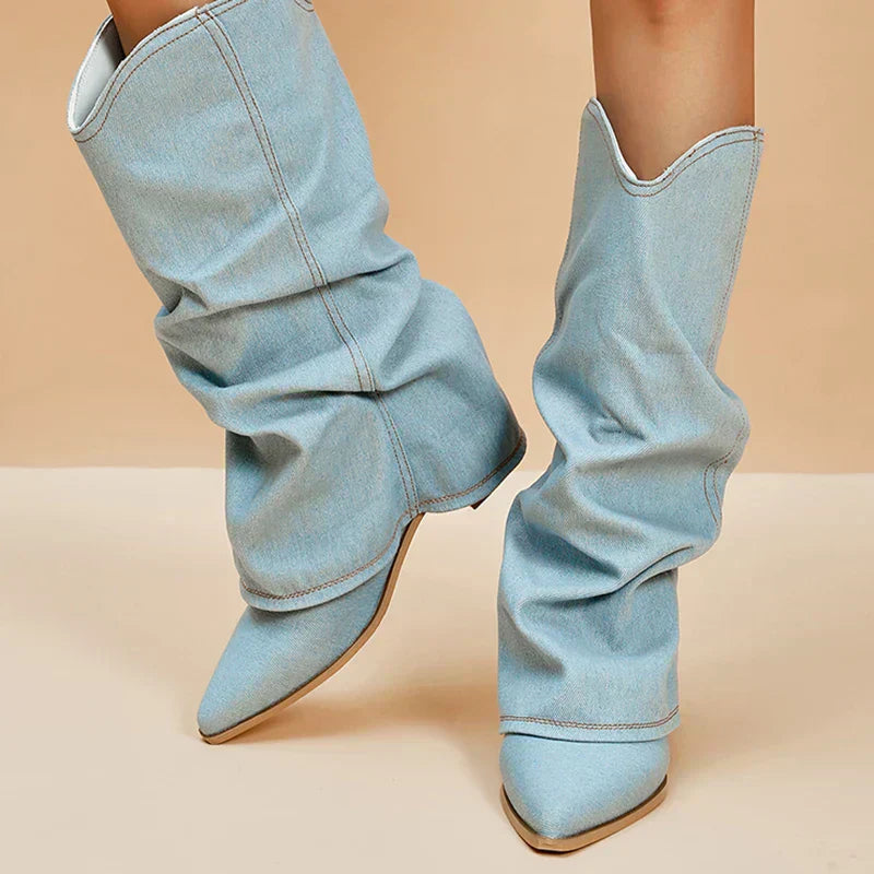 SORELLE | Denim Boots with Statement Flair