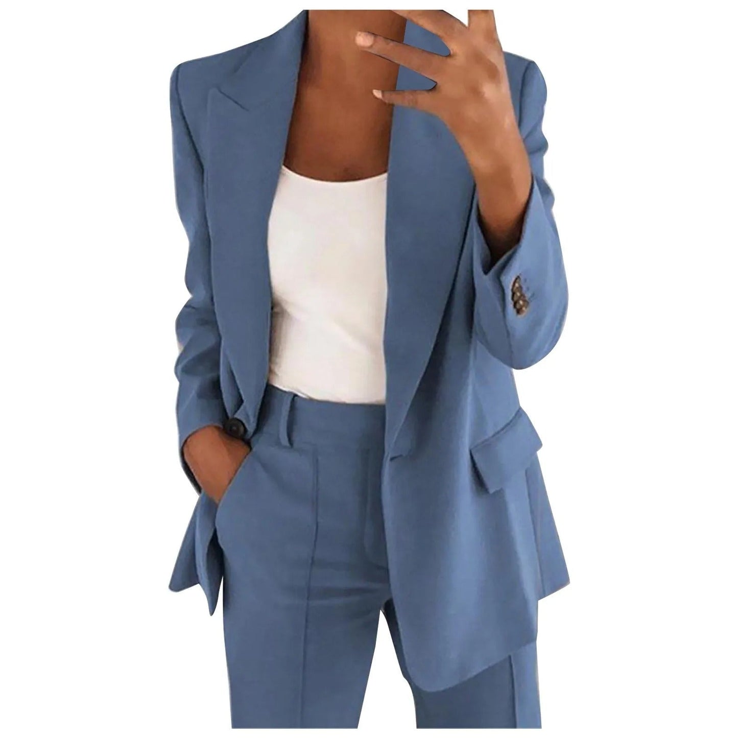 AMALIE | Solid Blazer & Pants Set for Women