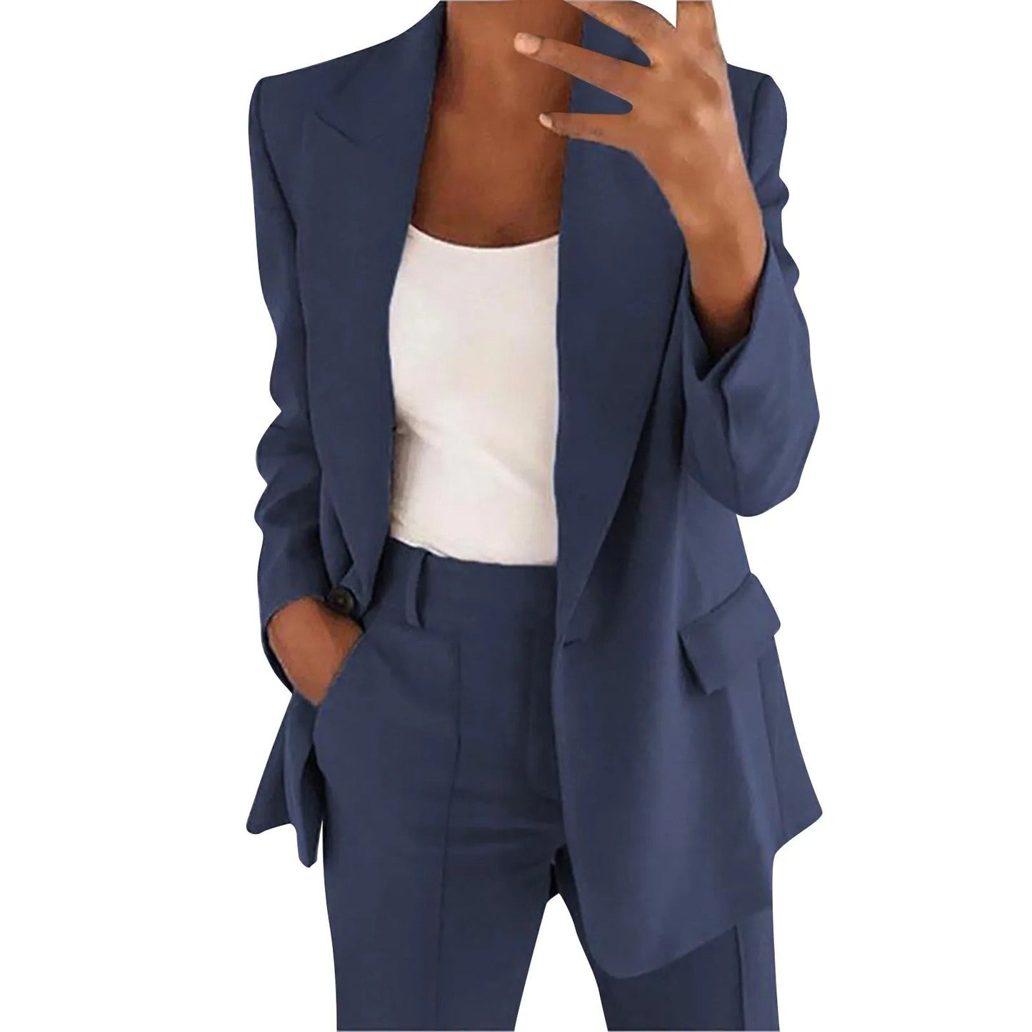 AMALIE | Solid Blazer & Pants Set for Women