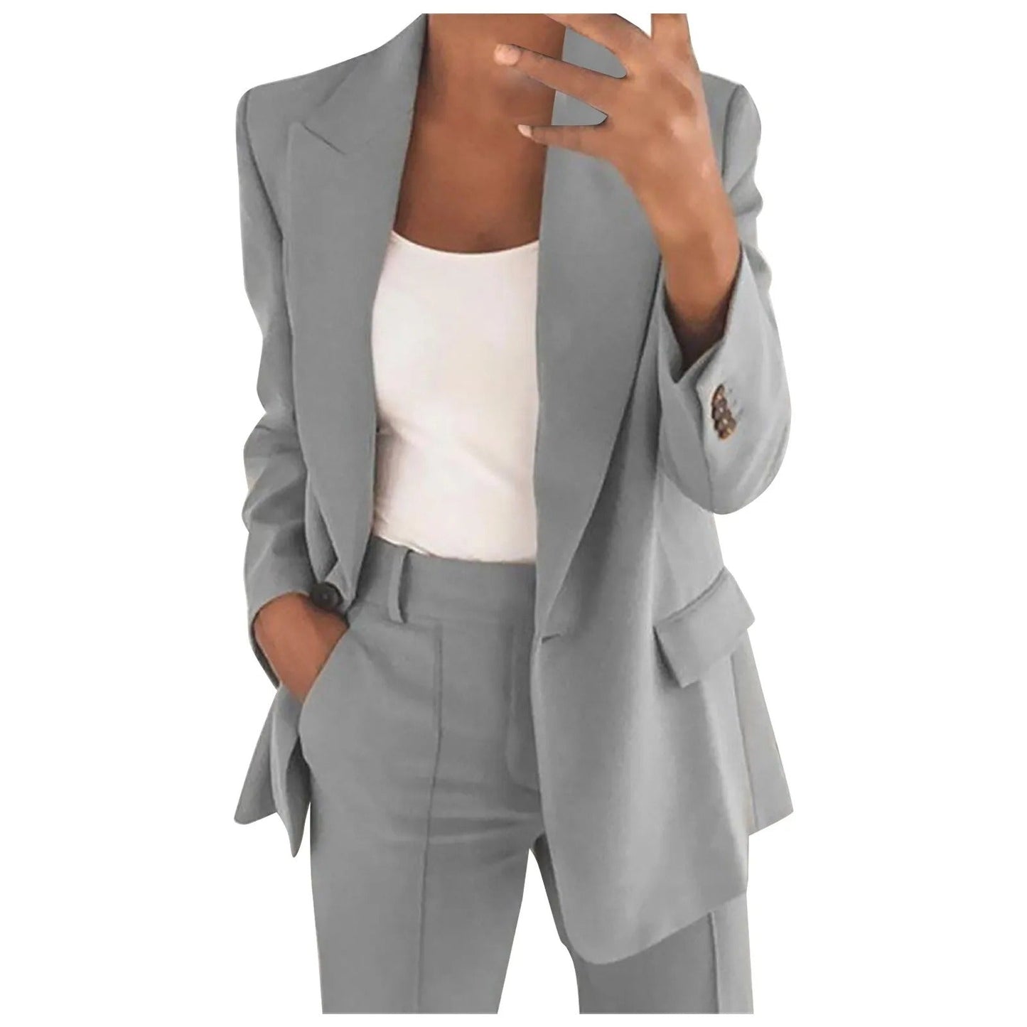 AMALIE | Solid Blazer & Pants Set for Women