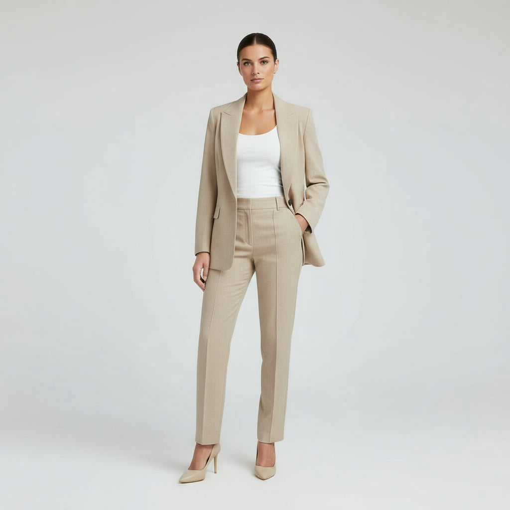 AMALIE | Solid Blazer & Pants Set for Women
