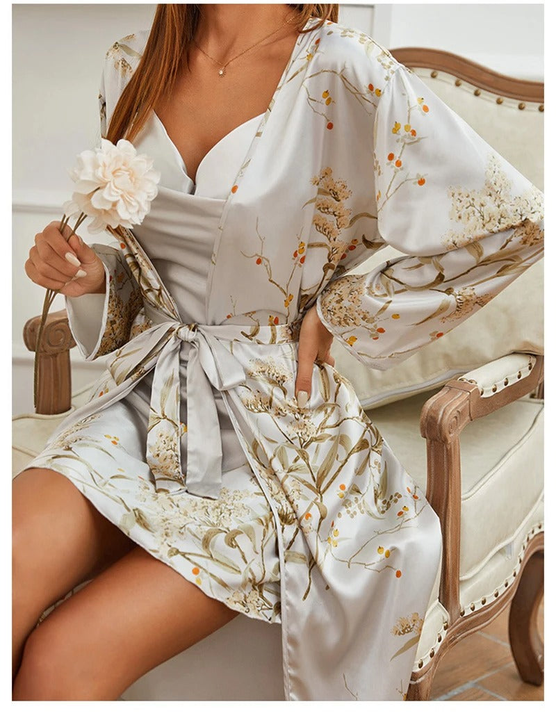 Meloura | Luxe Nightgown & Robe Set in Satin