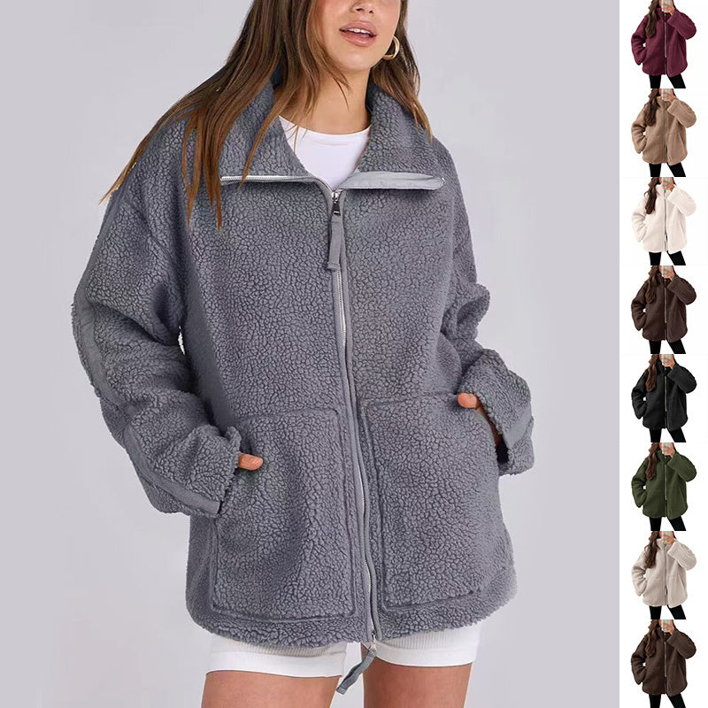 Oversized women's fleece jacket | Warm and soft winter coat made of wool blend