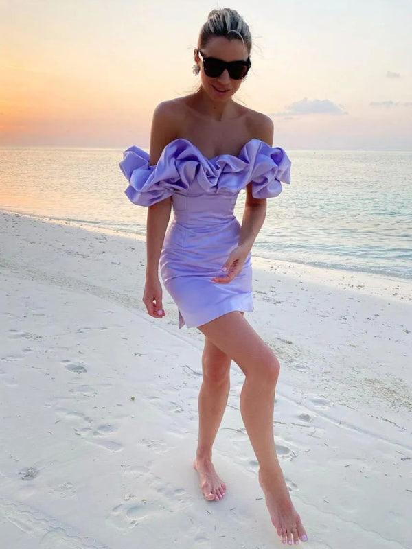 AITANA | Off-Shoulder Evening Dress with Ruffle Detail