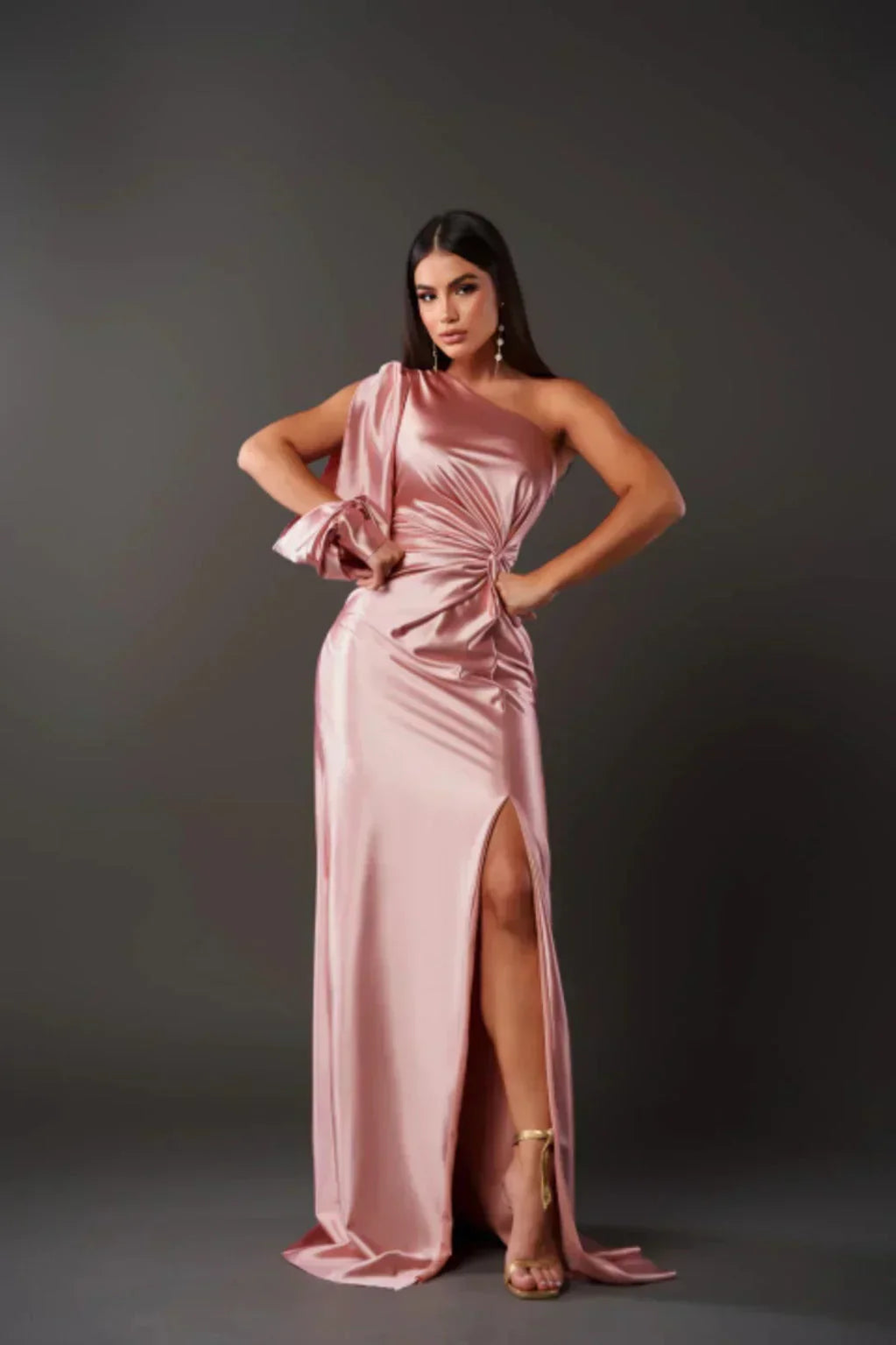 DALINA | One-Shoulder Wedding Guest Maxi Dress with Split