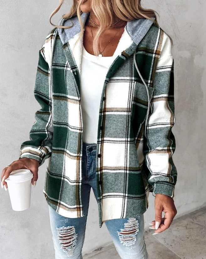 Women's Hoodie in Check Design – Warm & Casual