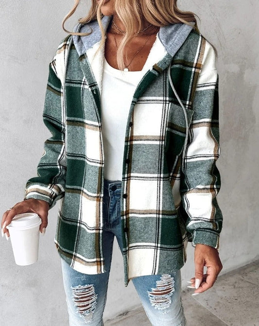 Women's Hoodie in Check Design – Warm & Casual