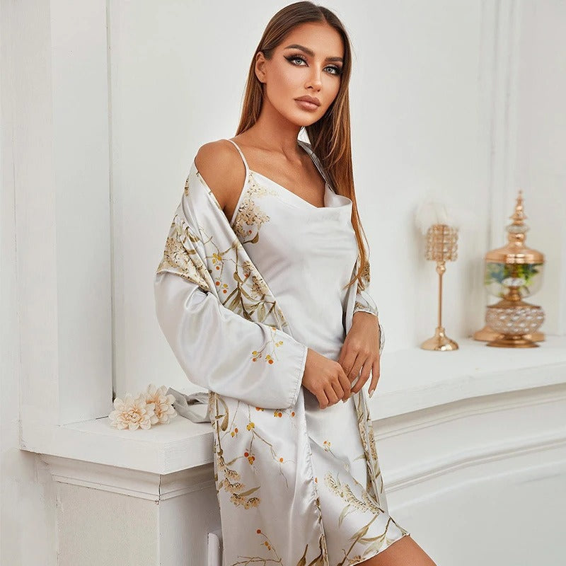 Meloura | Luxe Nightgown & Robe Set in Satin