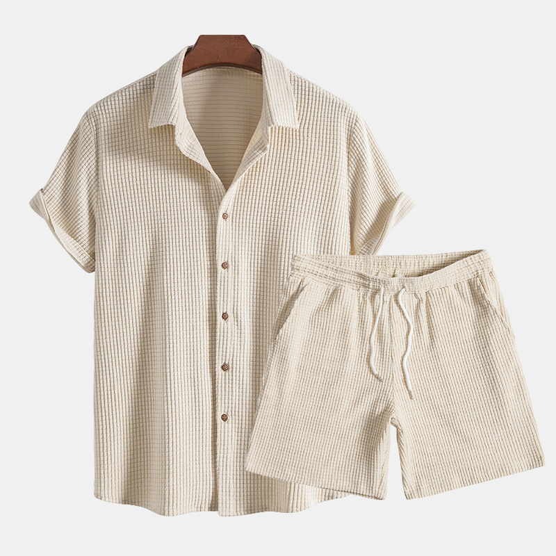 Leo | Men's Two Piece Casual Shirt Shorts Set