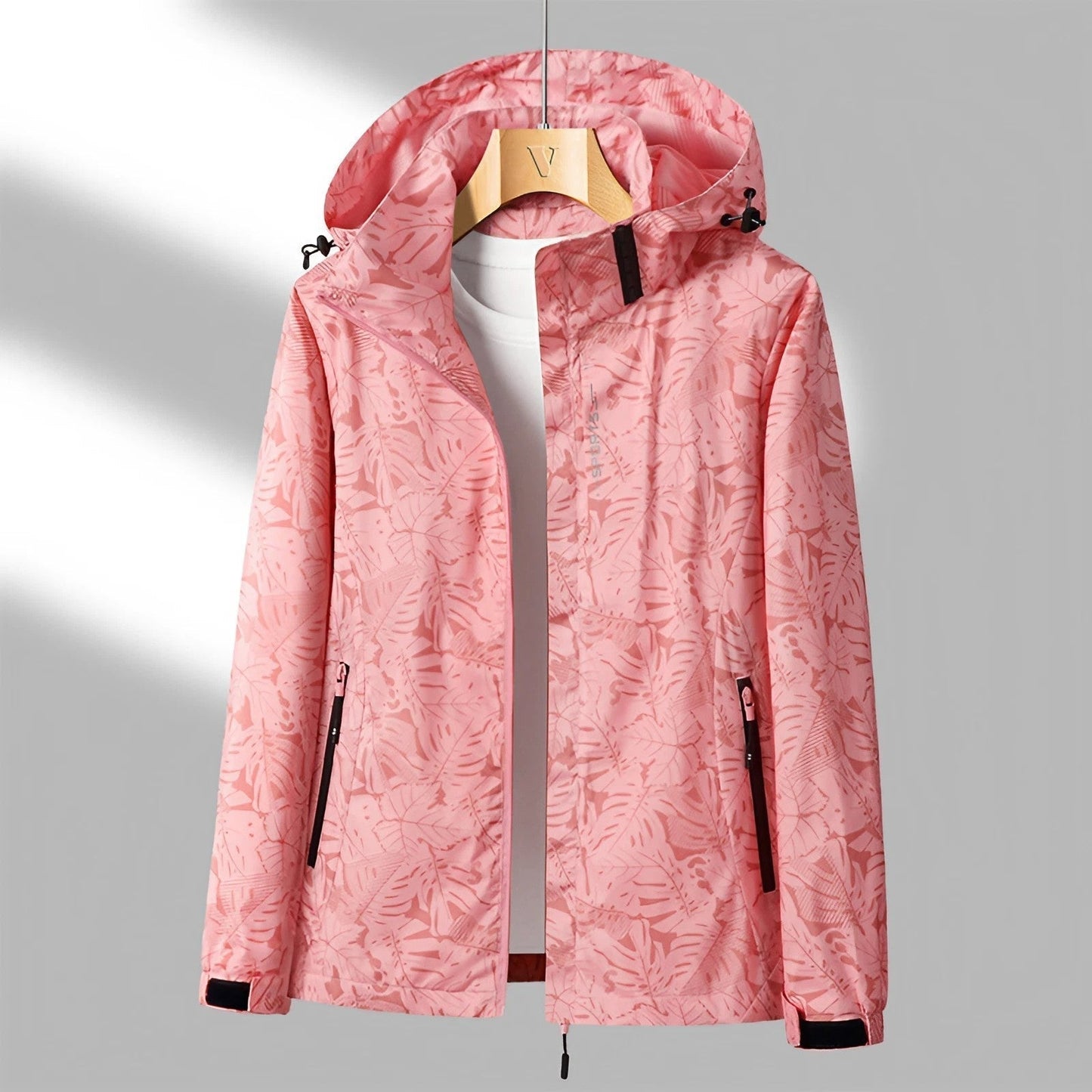 Women's Hooded Jacket with Zipper – Waterproof & Modern