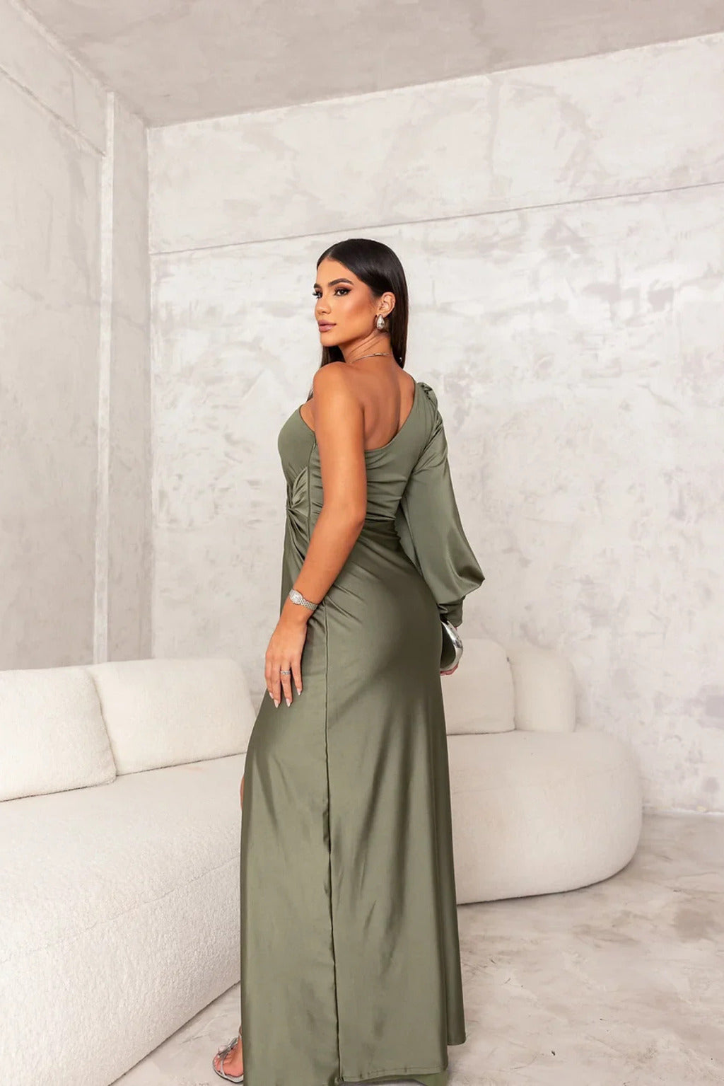DALINA | One-Shoulder Wedding Guest Maxi Dress with Split
